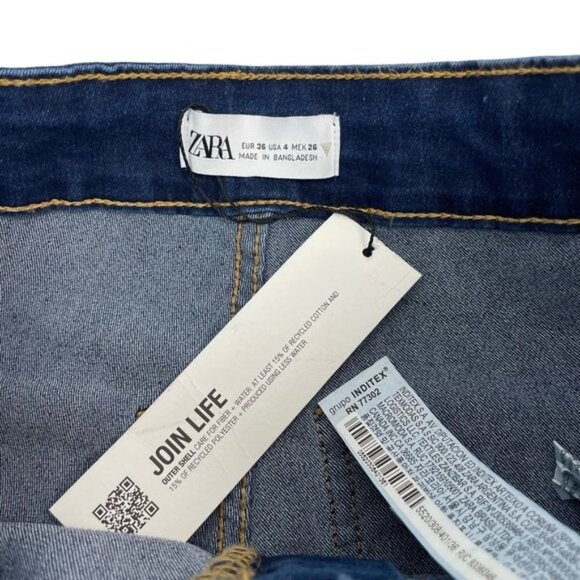 NWT ZARA Cropped Flare Jegging Sz 4 Raw Hem Blue - Picture 4 of 6
